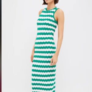 Hyacinth House Green & White Wavy Knit Stripe Wilder Dress - Size Medium